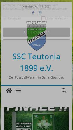 Vorschau der mobilen Webseite www.ssc-teutonia.de, Spandauer Sport Club Teutonia 1899 e.V.