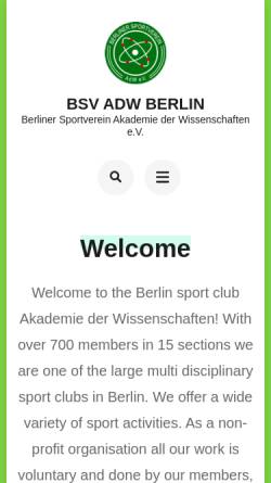 Vorschau der mobilen Webseite www.adw-berlin.de, BSV AdW e.V.