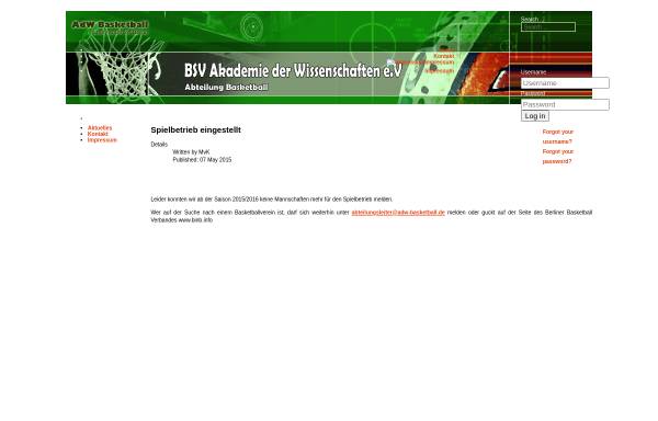 Vorschau von www.adw-basketball.de, BSV - Akademie der Wissenschaften e.V.