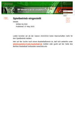 Vorschau der mobilen Webseite www.adw-basketball.de, BSV - Akademie der Wissenschaften e.V.