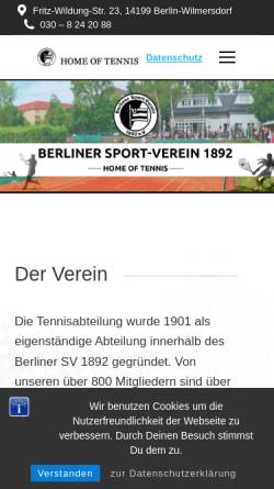 Vorschau der mobilen Webseite www.bsv92-tennis.de, Berliner Sport-Verein 1892 e.V.