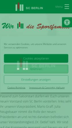 Vorschau der mobilen Webseite www.sc-berlin.de, Sport-Club Berlin e.V.