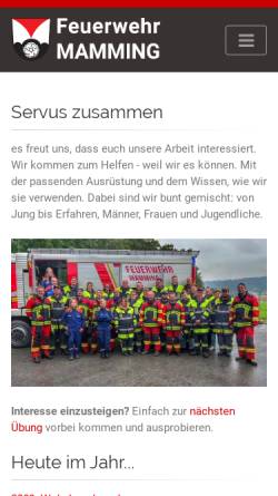 Vorschau der mobilen Webseite www.feuerwehr-mamming.de, Freiwillige Feuerwehr Mamming
