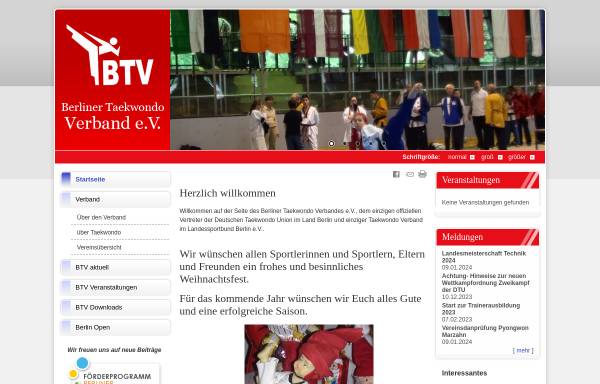 Vorschau von www.btv-berlin.de, Berliner Taekwondo Verband e.V. (BTV)