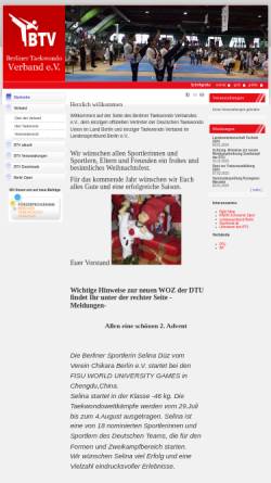 Vorschau der mobilen Webseite www.btv-berlin.de, Berliner Taekwondo Verband e.V. (BTV)