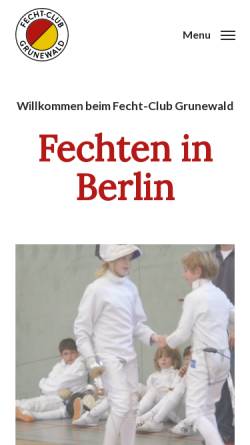 Vorschau der mobilen Webseite www.fechtclubgrunewaldberlin.de, Fecht-Club Grunewald Berlin e.V
