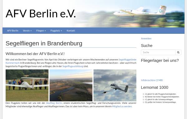 Vorschau von www.afv-berlin.de, Akademische Fliegervereinigung Berlin e.V. (AFV)