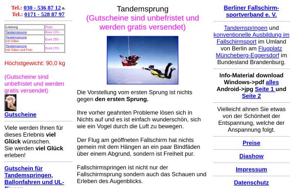 Vorschau von www.fwf.de, Berliner Fallschirmsportverband e. V.
