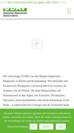 Vorschau der mobilen Webseite www.dav-berlin.de, Deutscher Alpenverein - Sektion Berlin e.V.