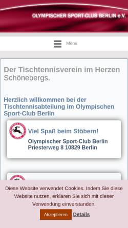 Vorschau der mobilen Webseite osc-tt.de, Olympischer Sport-Club Berlin (OSC)