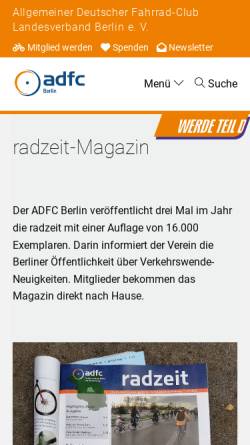Vorschau der mobilen Webseite radzeit.de, Die RadZeit