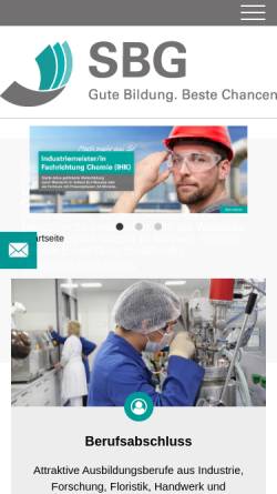 Vorschau der mobilen Webseite www.sbgdd.de, Sächsische Bildungsgesellschaft für Umweltschutz und Chemieberufe