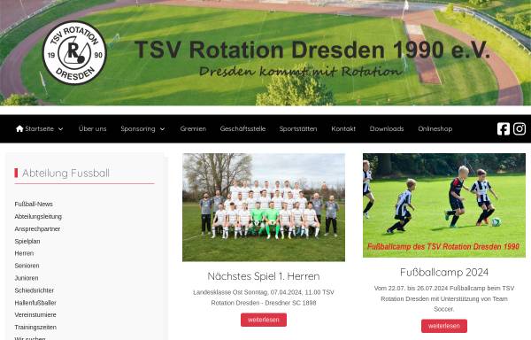 Vorschau von tsv-rotation-fussball.de, TSV Rotation Dresden 1990 e. V.