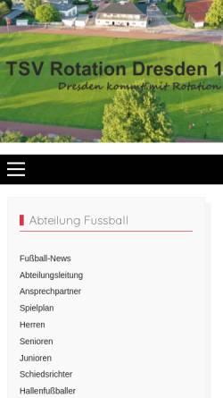 Vorschau der mobilen Webseite tsv-rotation-fussball.de, TSV Rotation Dresden 1990 e. V.