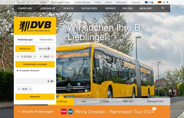 Vorschau von www.dvb.de, Dresdner Verkehrsbetriebe AG
