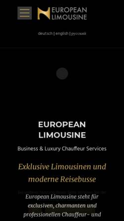 Vorschau der mobilen Webseite european-limousine.com, Limousine Chauffeur Service