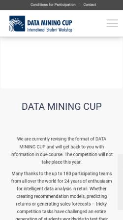 Vorschau der mobilen Webseite www.data-mining-cup.de, Data Mining Cup