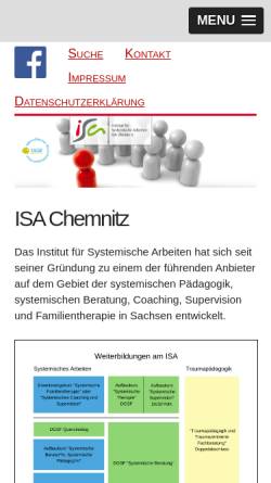 Vorschau der mobilen Webseite www.isa-chemnitz.de, Institut für Systemische Arbeiten
