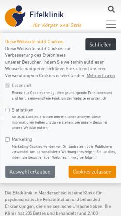 Vorschau der mobilen Webseite www.eifelklinik.de, Eifelklinik