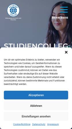 Vorschau der mobilen Webseite www.studiencolleg-glauchau.de, Studiencolleg Bildungsgesellschaft mbH Glauchau