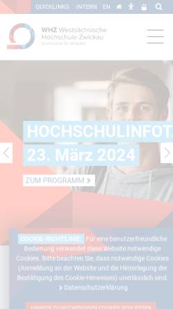 Vorschau der mobilen Webseite www.fh-zwickau.de, Westsächsische Hochschule (FH)