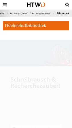 Vorschau der mobilen Webseite www.htw-dresden.de, Hochschule für Technik und Wirtschaft Dresden - Bibliothek