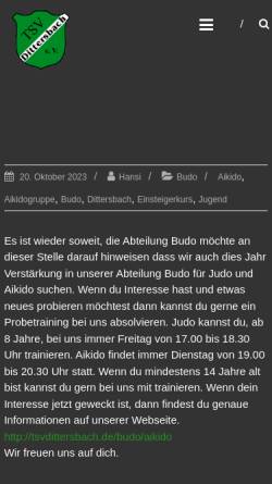 Vorschau der mobilen Webseite www.aikido-frankenberg.de, Budo Club Frankenberg e.V.