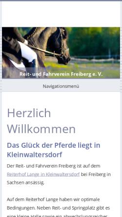 Vorschau der mobilen Webseite www.reit-und-fahrverein-freiberg.de, Reit- und Fahrverein Freiberg e.V.