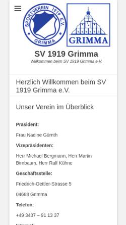 Vorschau der mobilen Webseite www.sv-grimma.de, SV 1919 Grimma