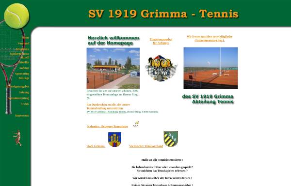 Vorschau von www.tennis-grimma.de, SV 1919 Grimma - Abtl. Tennis