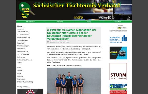 Vorschau von www.global.hs-mittweida.de, Sächsischer Tischtennisverband STTV