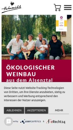 Vorschau der mobilen Webseite www.weingut-hahnmuehle.de, Weingut Hahnmühle