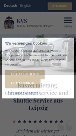 Vorschau der mobilen Webseite www.kvsbuslimo.de, KVS Bus & Limousinen-Service GmbH