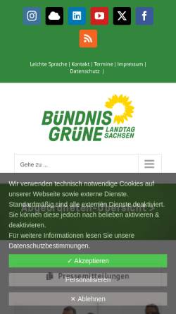 Vorschau der mobilen Webseite www.gruene-fraktion-sachsen.de, Bündnis 90/Die Grünen im Sächsischen Landtag