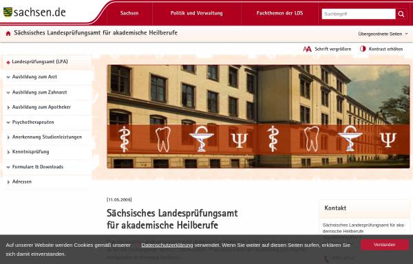 Vorschau von www.lds.sachsen.de, Sächsisches Landesprüfungsamt für akademische Heilberufe
