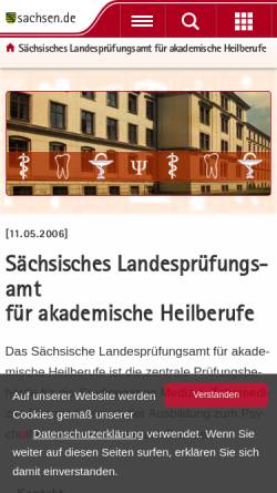 Vorschau der mobilen Webseite www.lds.sachsen.de, Sächsisches Landesprüfungsamt für akademische Heilberufe