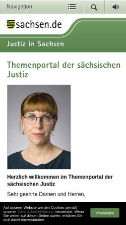 Vorschau der mobilen Webseite www.justiz.sachsen.de, Staatsministerium der Justiz