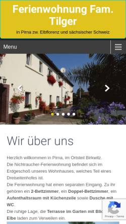 Vorschau der mobilen Webseite www.fewo-tilger.de, Ferienwohnung Tilger