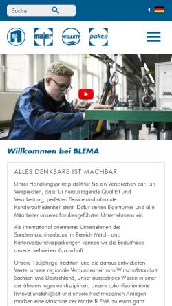 Vorschau der mobilen Webseite www.blema.de, Gebr. Leonhardt Blema Kircheis