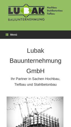 Vorschau der mobilen Webseite www.lubak.de, LUBAK-Baugesellschaft GmbH