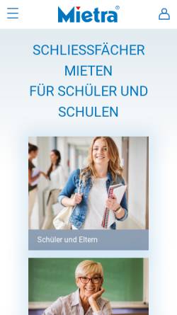 Vorschau der mobilen Webseite www.schliessfaecher.de, Mietra Schließfachanlagen GmbH