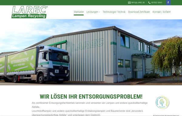 Vorschau von www.larec.de, LAREC - Lampen-Recycling GmbH