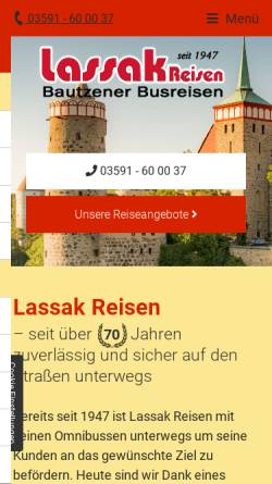 Vorschau der mobilen Webseite www.lassak-reisen.com, Lassak-Reisen