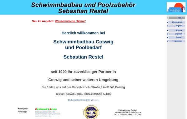 Vorschau von www.schwimmbad-restel.info, Schwimmbadbau und Poolzubehör Sebastian Restel