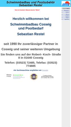 Vorschau der mobilen Webseite www.schwimmbad-restel.info, Schwimmbadbau und Poolzubehör Sebastian Restel