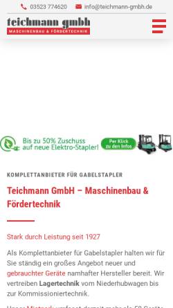Vorschau der mobilen Webseite www.teichmann-gmbh.de, teichmann gmbh - Maschinenbau und Fördertechnik
