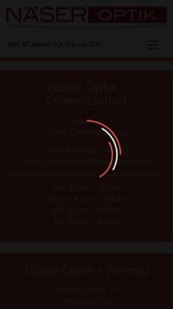 Vorschau der mobilen Webseite www.xn--nseroptik-v2a.de, Augenoptikermeister Näser