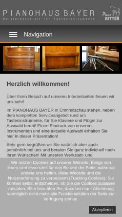 Vorschau der mobilen Webseite www.piano-bayer.de, Pianohaus Bayer