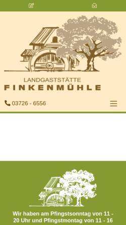 Vorschau der mobilen Webseite www.finkenmuehle-floeha.de, Landgasthof Finkenmühle