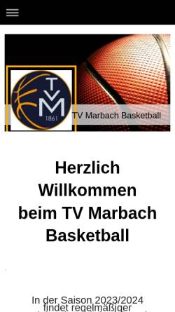 Vorschau der mobilen Webseite www.tv-marbach-basketball.de, Basketballabteilung des TV Marbach